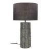 Pomax Lampes De Table-RUSSEL - lampe de table - faïence / lin - DIA 38 x H 66 cm - gris foncé