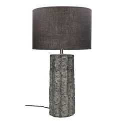Pomax Lampes De Table-RUSSEL - lampe de table - faïence / lin - DIA 38 x H 66 cm - gris foncé