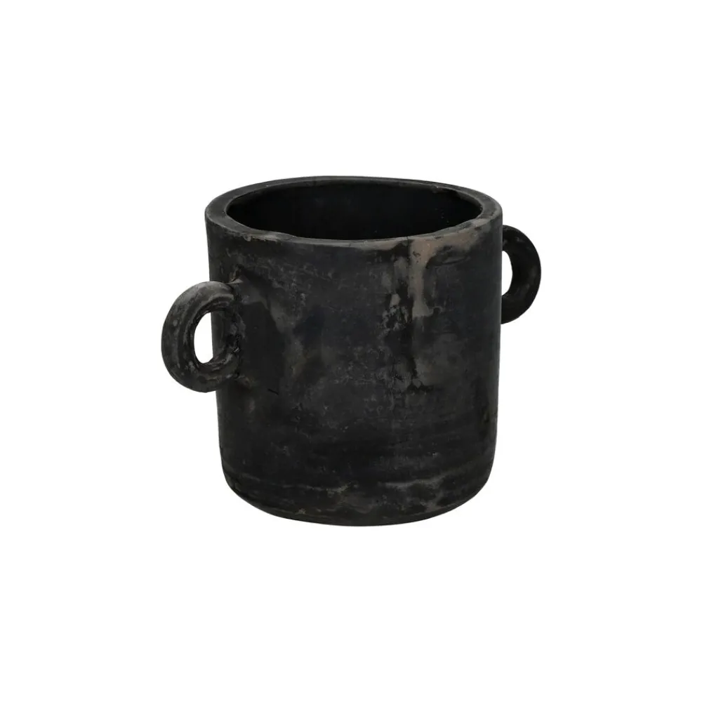 Pomax Cache-pots-SAGGAR - pot à fleurs - terracotta - L 18,5 x W 11,5 x H 11,5 cm - noir