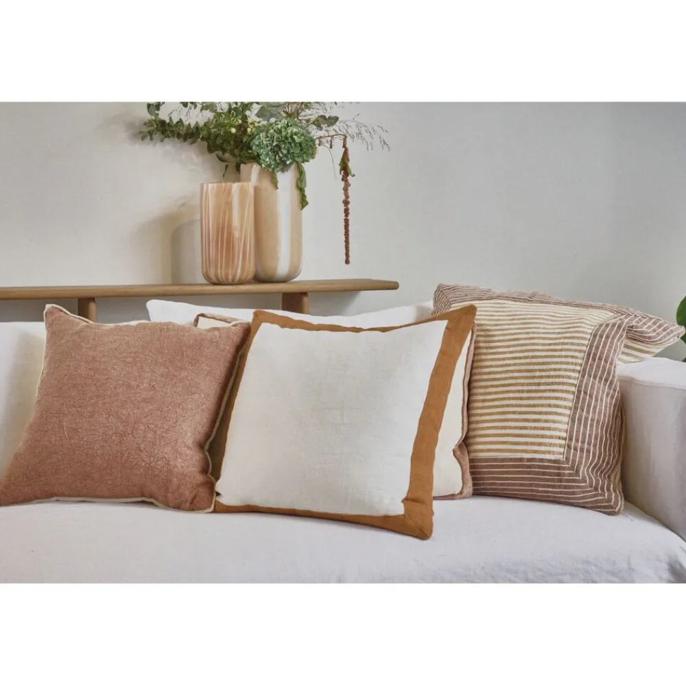 Pomax Coussins-SAINT-TROPEZ - coussin - lin / coton - L 60 x W 60 cm - rouille