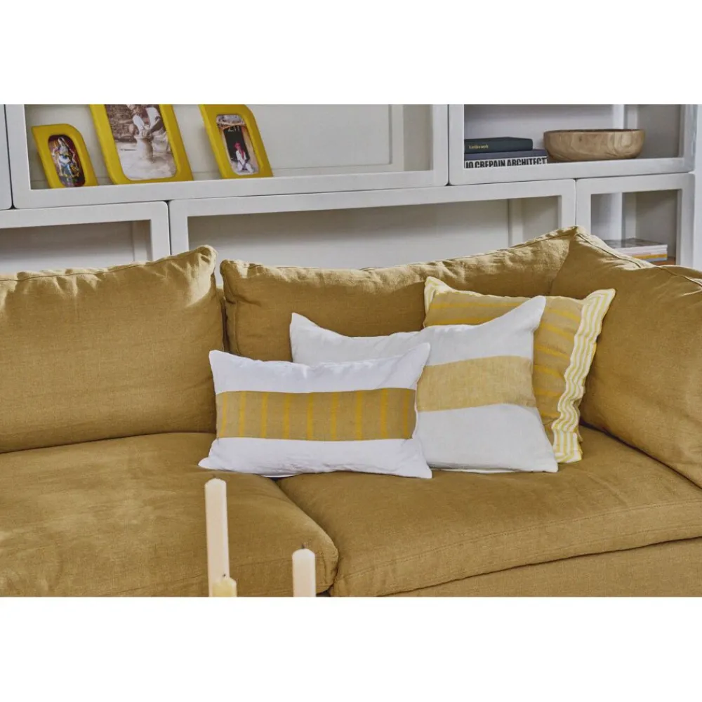 Pomax Coussins-SAINT-TROPEZ - coussin - lin / coton - L 50 x W 50 cm - jaune