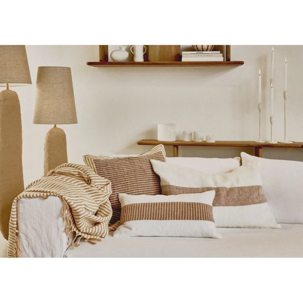 Pomax Coussins-SAINT-TROPEZ - coussin - lin / coton - L 50 x W 50 cm - rouille