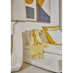 Pomax Plaids-SAINT-TROPEZ - plaid/nappe de table - lin - L 170 x W 130 cm - jaune