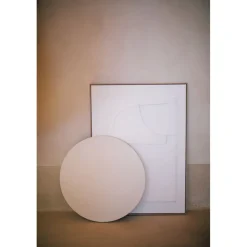 Pomax Tableau / Déco Murale-SALERNO - toile - polyester / mdf - DIA 90 x W 4 cm - blanc cassé