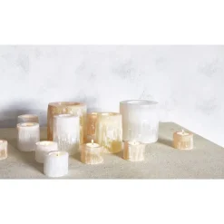 Pomax Photophores / T-lights-SELENA - photophore - selenite - DIA 6 x H 5 cm - rose