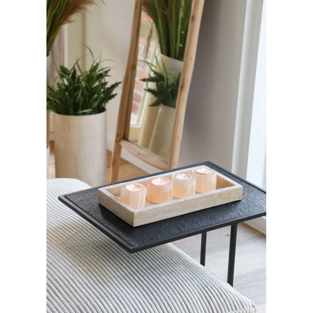 Pomax Photophores / T-lights-SELENA - photophore - selenite - DIA 7 x H 8 cm - rose