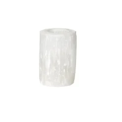Pomax Photophores / T-lights-SELENA - photophore - selenite - DIA 8 x H 12 cm - blanc