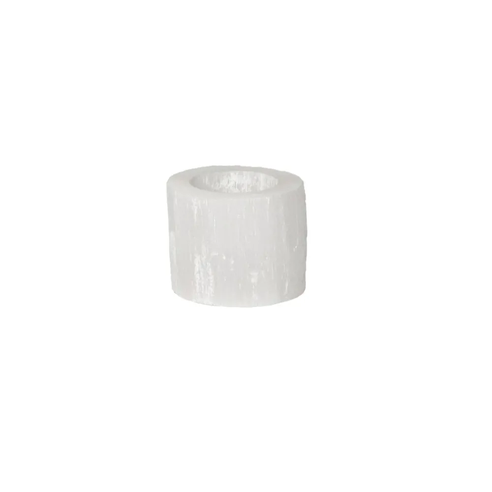 Pomax Photophores / T-lights-SELENA - photophore - selenite - DIA 6 x H 5 cm - blanc
