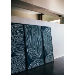 Pomax Tableau / Déco Murale-SESTRI - toile avec cadre - polyester / bois de pin - L 43 x W 4,3 x H 123 cm - noir