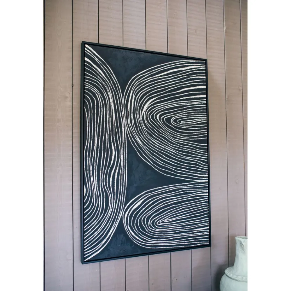 Pomax Tableau / Déco Murale-SESTRI - toile avec cadre - polyester / bois de pin - L 83 x W 4,3 x H 123 cm - noir