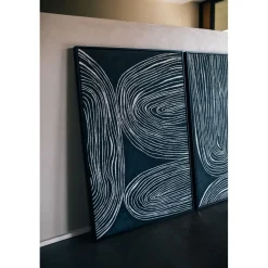 Pomax Tableau / Déco Murale-SESTRI - toile avec cadre - polyester / bois de pin - L 83 x W 4,3 x H 123 cm - noir