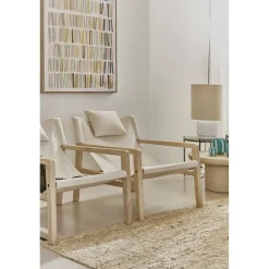 Pomax Canapés-SIESTA - chaise - bois de mangier / coton - L 64 x W 76 x H 69 cm - naturel
