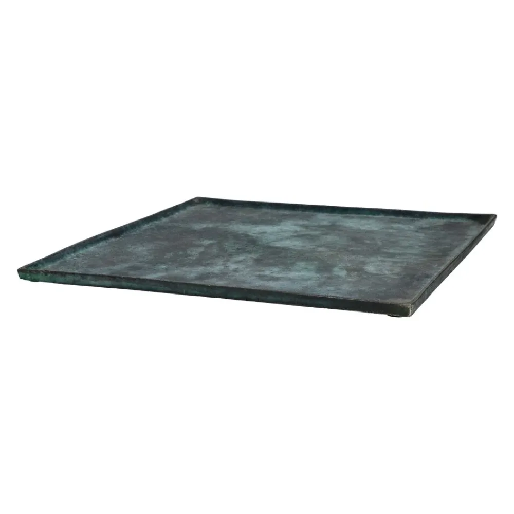 Pomax Bols & Paniers-SINCLAIR - plat - aluminium - L 39 x W 39 x H 1,5 cm - vert