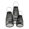 Pomax Lanternes-SKAGEN - set/3 lanternes - bambou / métal - DIA 27/30/33 x H 40/53/67 cm - noir