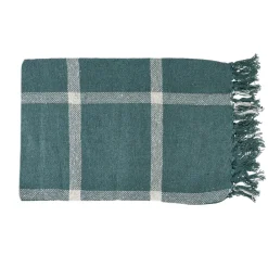 Pomax Plaids-SOUK - plaid - coton - L 170 x W 130 cm - vert forêt