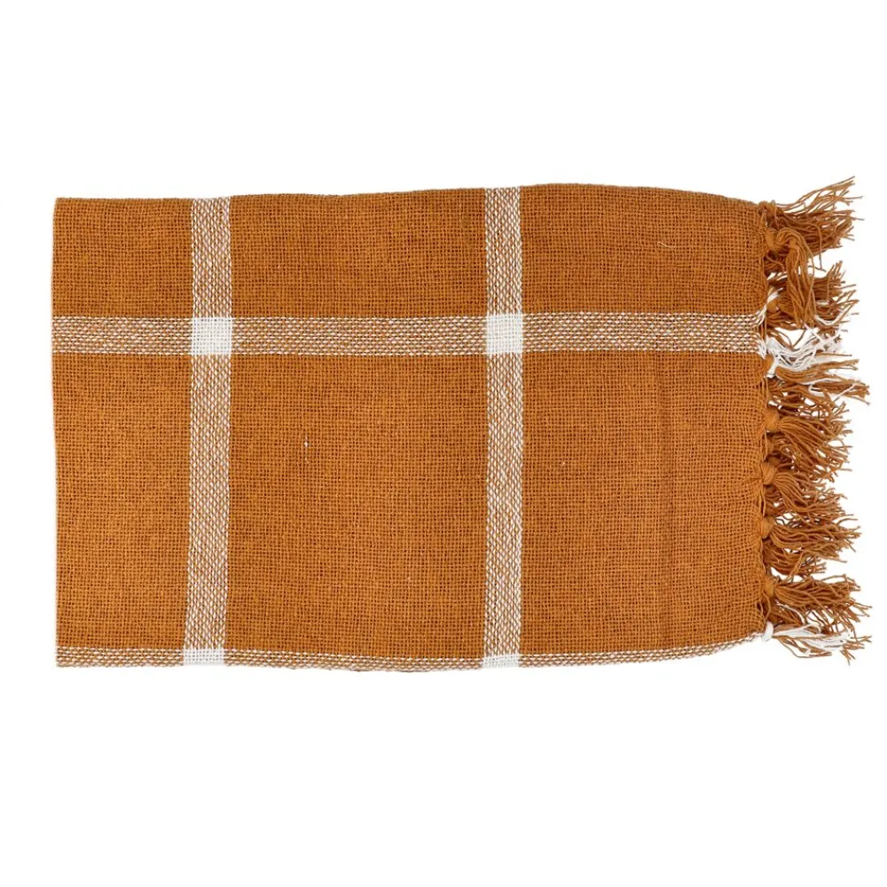 Pomax Plaids-SOUK - plaid - coton - L 170 x W 130 cm - ocre
