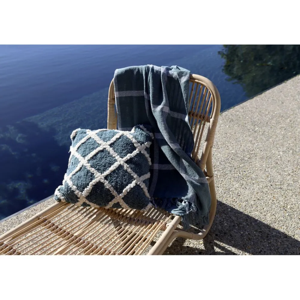 Pomax Plaids-SOUK - plaid - coton - L 170 x W 130 cm - vert forêt