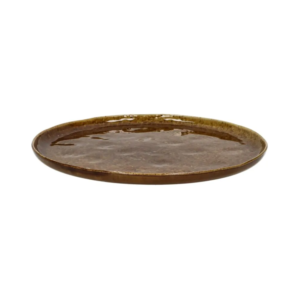 Pomax Vaisselle-SPIRO - assiette à dessert - grès - DIA 21 cm x H 1,5 cm - brun