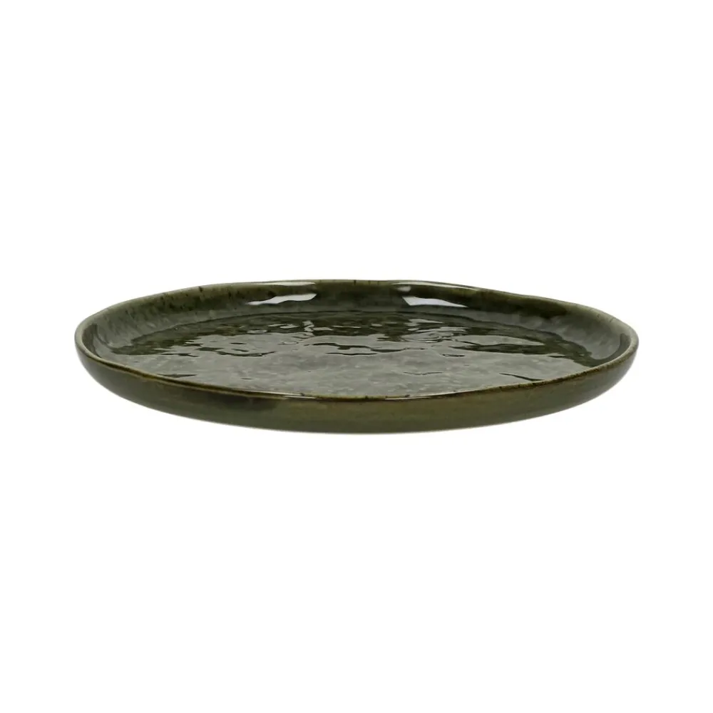 Pomax Vaisselle-SPIRO - assiette à dessert - grès - DIA 21 cm x H 1,5 cm - vert foncé