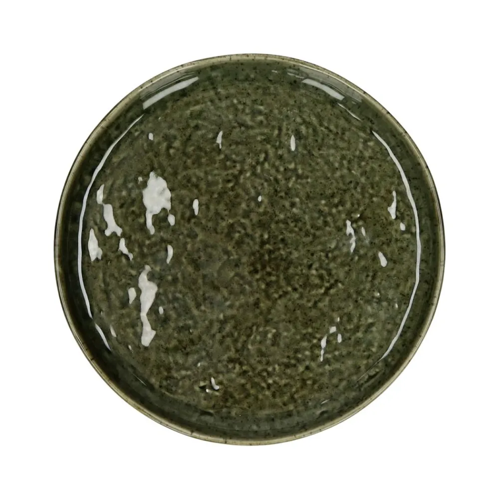 Pomax Vaisselle-SPIRO - assiette à dessert - grès - DIA 21 cm x H 1,5 cm - vert foncé