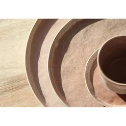 Pomax Vaisselle-SPIRO - assiette à dessert - grès - DIA 21 cm x H 1,5 cm - poudre rose