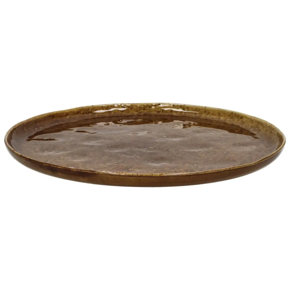 Pomax Vaisselle-SPIRO - assiette plate - grès - DIA 27 cm x H 1,5 cm - brun
