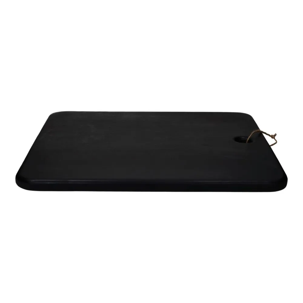 Pomax Saladiers / Plats À Servir-STANFORD - planche de service - bois de mangier / jute - L 55 x W 50 x H 2,5 cm - noir