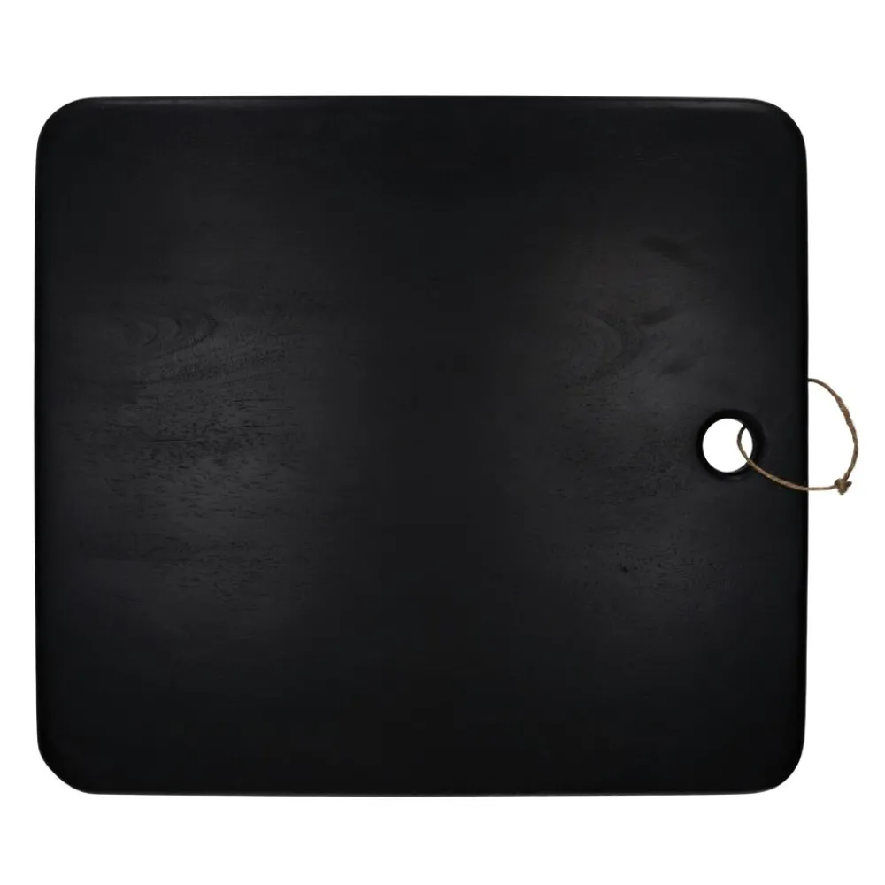 Pomax Saladiers / Plats À Servir-STANFORD - planche de service - bois de mangier / jute - L 55 x W 50 x H 2,5 cm - noir