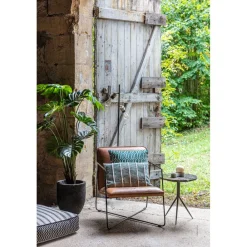 Pomax Lampadaires-SUSAN - lampadaire - métal / bois de manguier - H 143 cm - noir