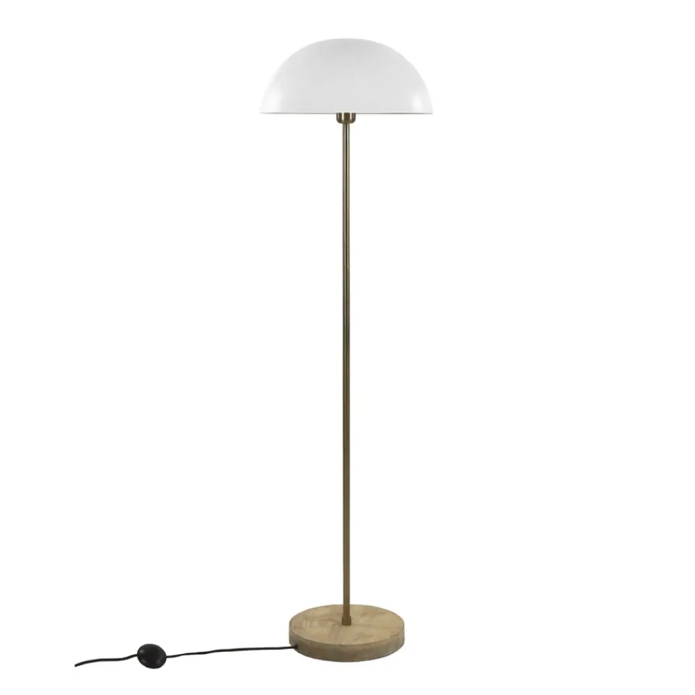 Pomax Lampadaires-SUZETTE - lampadaire - fer / bois de manguier - DIA 39 x H 144 cm - blanc