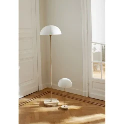 Pomax Lampadaires-SUZETTE - lampadaire - fer / bois de manguier - DIA 39 x H 144 cm - blanc