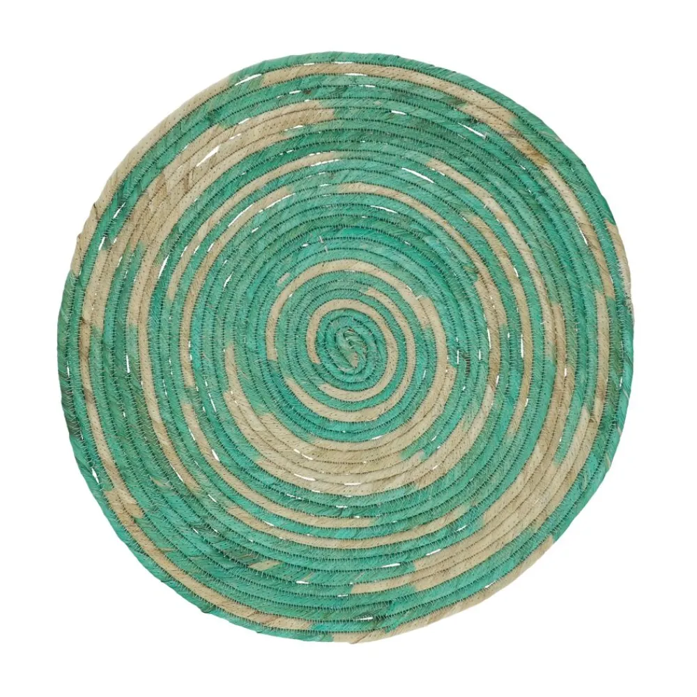 Pomax Linge De Table-SWIRL - set de table - jute - DIA 38 cm - aqua