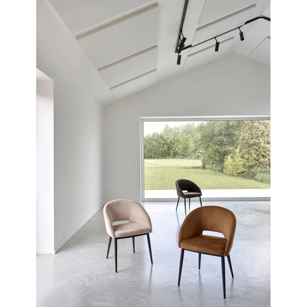Pomax Chaises-SYRAH - chaise - velours / métal - L 59,5 x W 55 x H 79 cm - anthracite