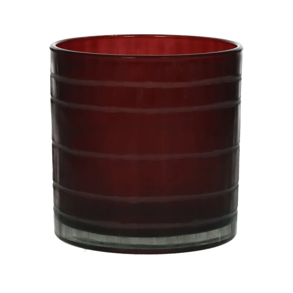 Pomax Photophores / T-lights-TARTAN - photophore - verre - DIA 15 x H 15 cm - rouge
