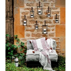 Pomax Lanternes-TOLEDO - lanterne + crochet mural - métal / verre - L 10 x W 10 x H 15 cm - noir