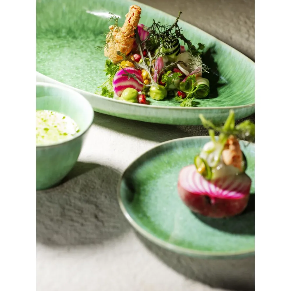 Pomax Vaisselle-TREILLE - assiette apéritif - grès - DIA 17 x H 2 cm - vert