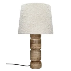 Pomax Lampes De Table-TRENTO - lampe de table - bois de mangier / tissu - DIA 31 x H 56 cm - naturel