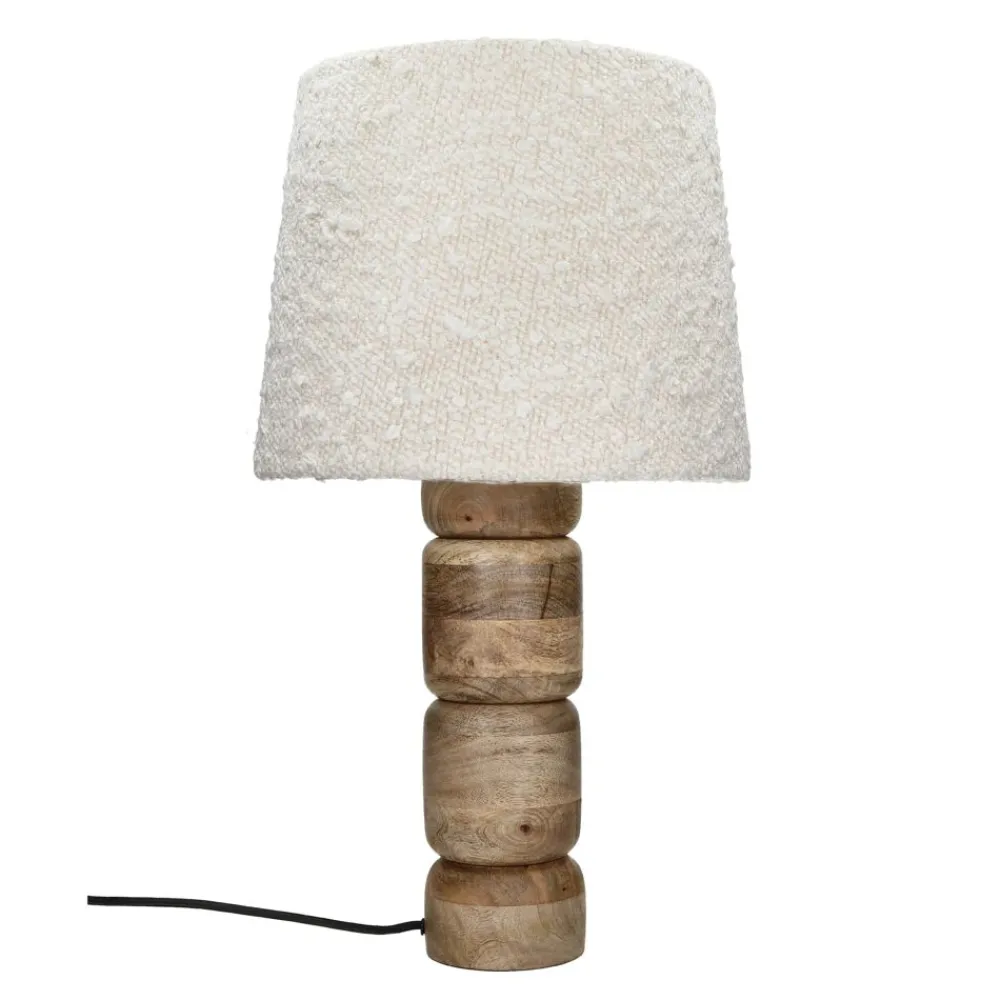 Pomax Lampes De Table-TRENTO - lampe de table - bois de mangier / tissu - DIA 31 x H 56 cm - naturel