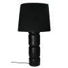 Pomax Lampes De Table-TRENTO - lampe de table - bois de mangier / tissu - DIA 41 x H 77 cm - noir