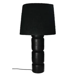Pomax Lampes De Table-TRENTO - lampe de table - bois de mangier / tissu - DIA 41 x H 77 cm - noir