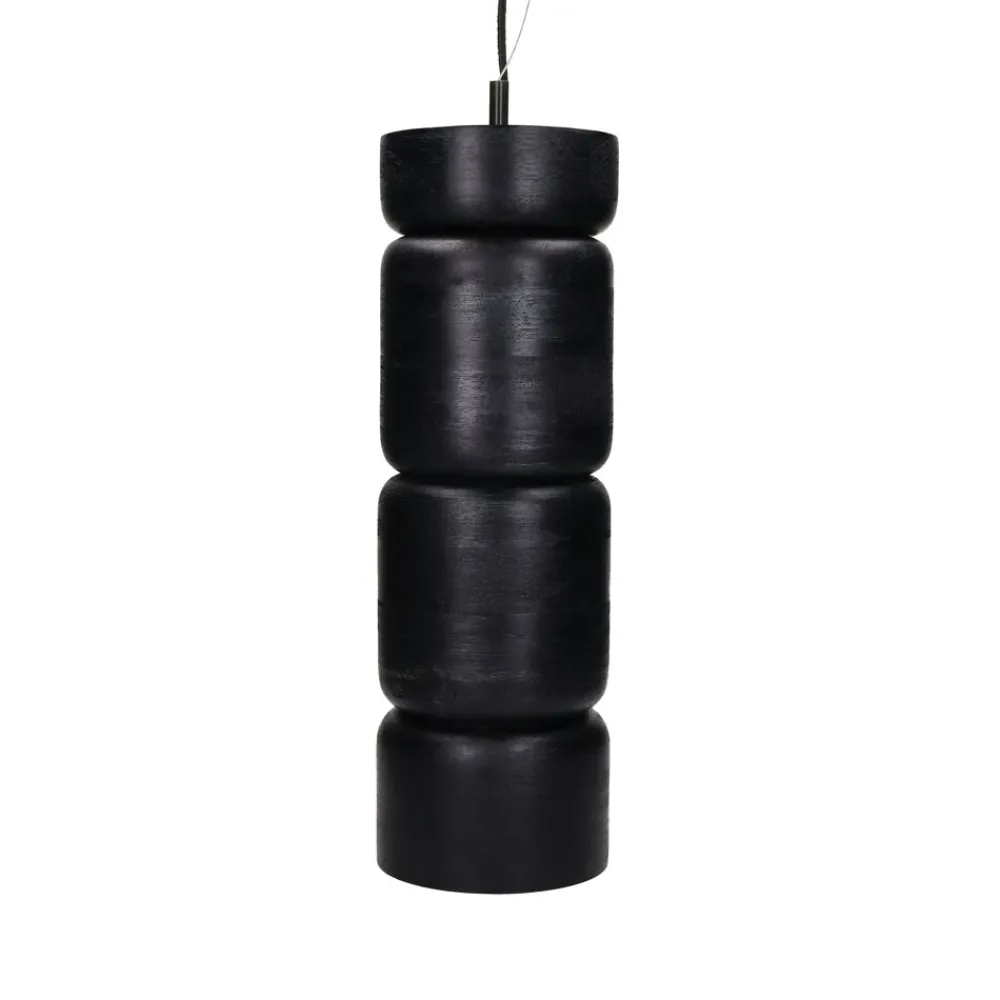 Pomax Suspensions-TRENTO - lampe suspendue - bois de mangier - DIA 15,5 x H 47 cm - noir