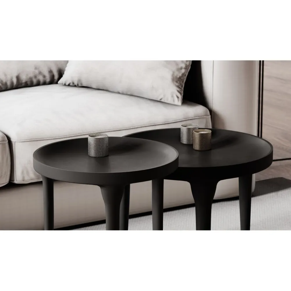 Pomax Tables Basses | Tables-TRIP - table basse - aluminium - DIA 40 x H 50 cm - noir