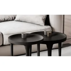 Pomax Tables Basses | Tables-TRIP - table basse - aluminium - DIA 49 x H 35 cm - noir