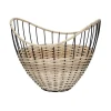 Pomax Bols & Paniers-TRIX - corbeille - métal / rotin - DIA 30 x H 24 cm - naturel/noir