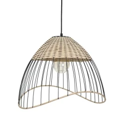 Pomax Suspensions-TRIX - lampe suspendue - métal / rotin - DIA 48 x H 32 cm - naturel/noir