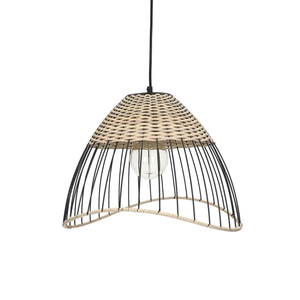 Pomax Suspensions-TRIX - lampe suspendue - métal / rotin - DIA 42 x H 28 cm - naturel/noir