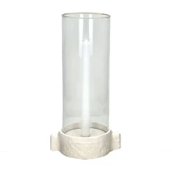 Pomax Photophores / T-lights-TRULLI - bougeoir - aluminium / verre - L 17 x W 12,5 x H 35 cm - blanc cassé