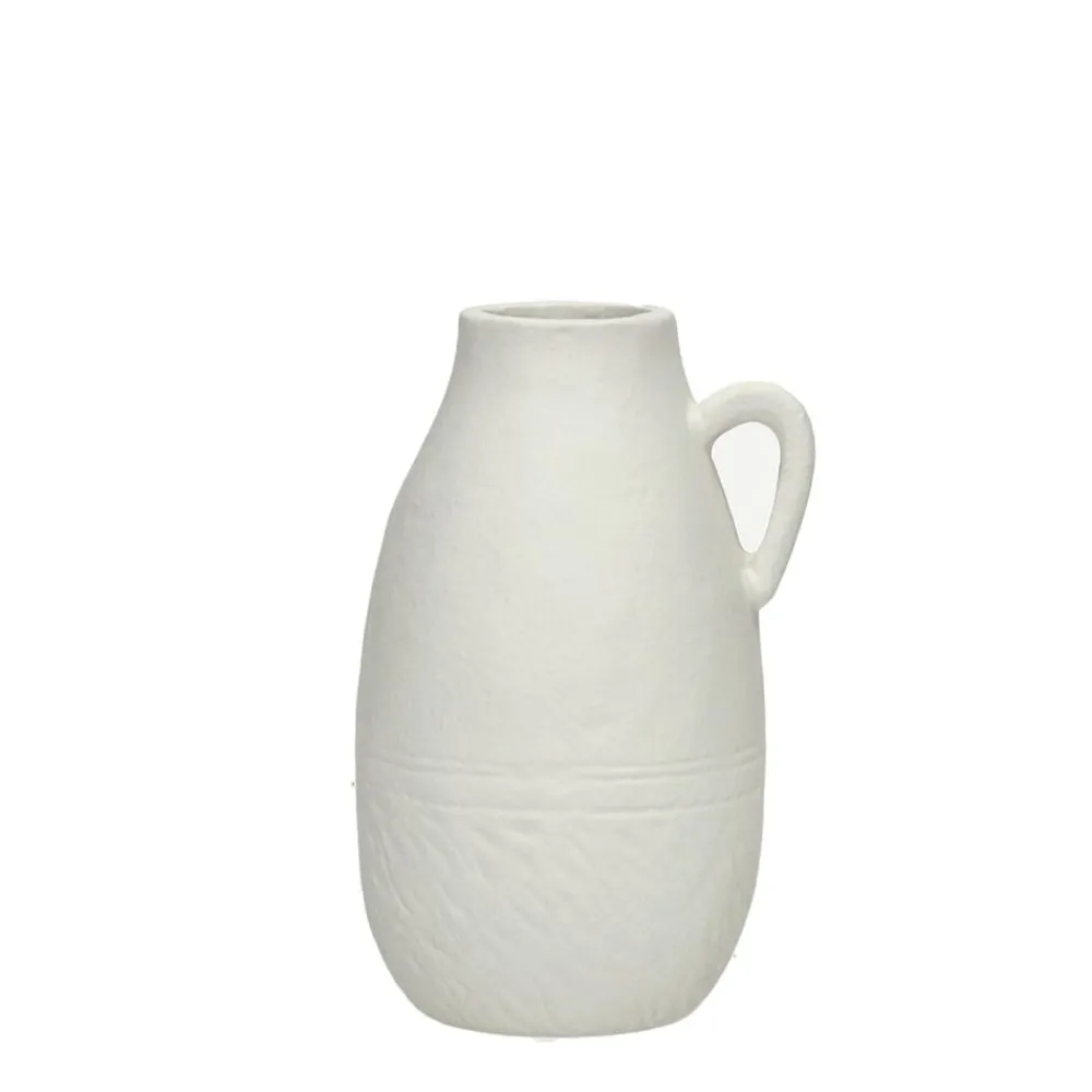 Pomax Vases-TRULLI - vase - aluminium - DIA 10 x H 16,5 cm - blanc cassé
