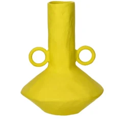 Pomax Vases-TRULLI - vase - aluminium - L 22 x W 20,5 x H 28,5 cm - jaune