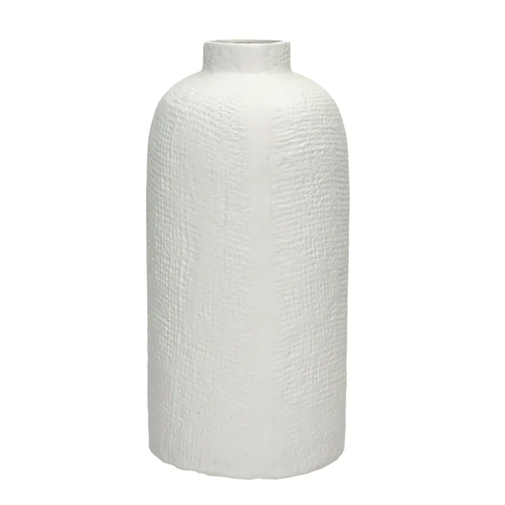 Pomax Vases-TRULLI - vase - aluminium - DIA 14,5 x H 30 cm - blanc cassé